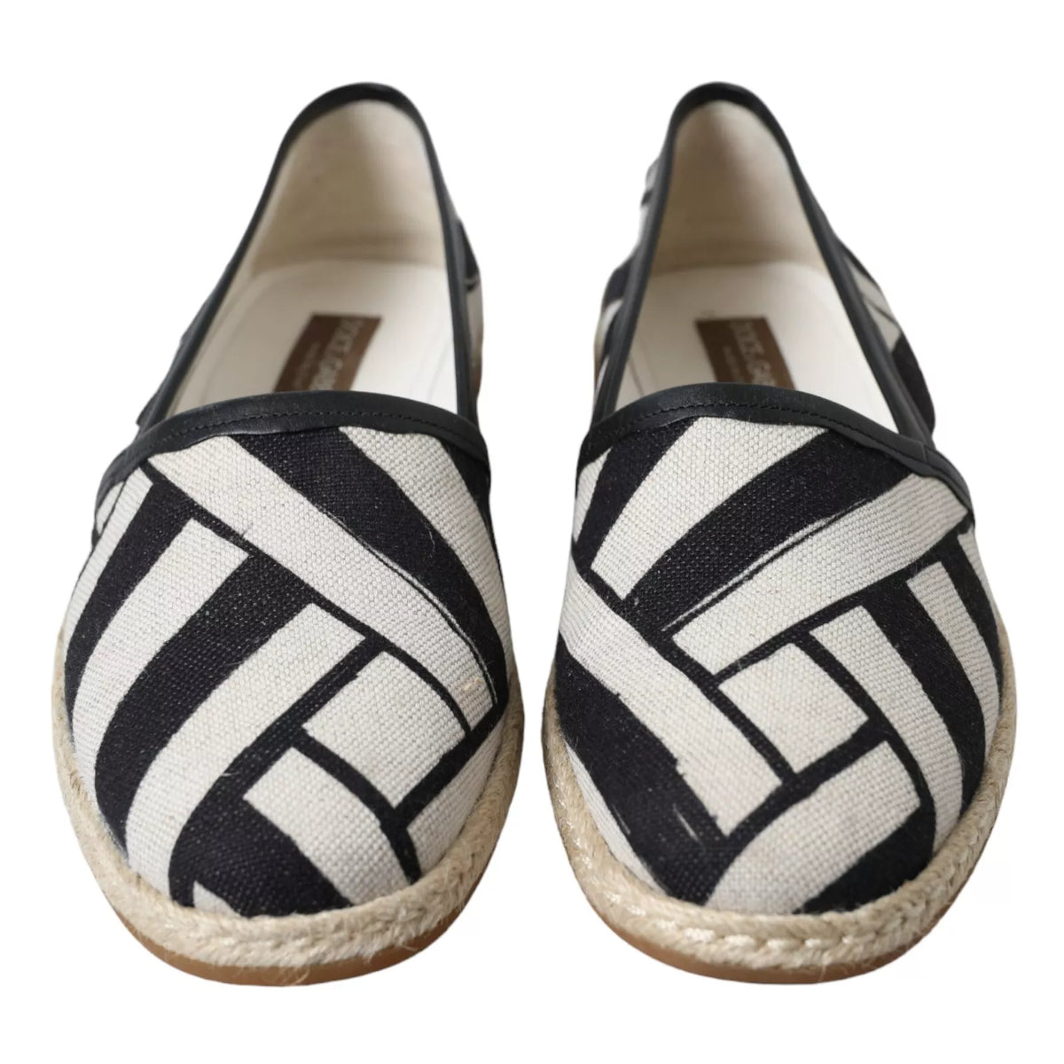 Dolce & Gabbana Black White Stripes Slip On Espadrille Shoes