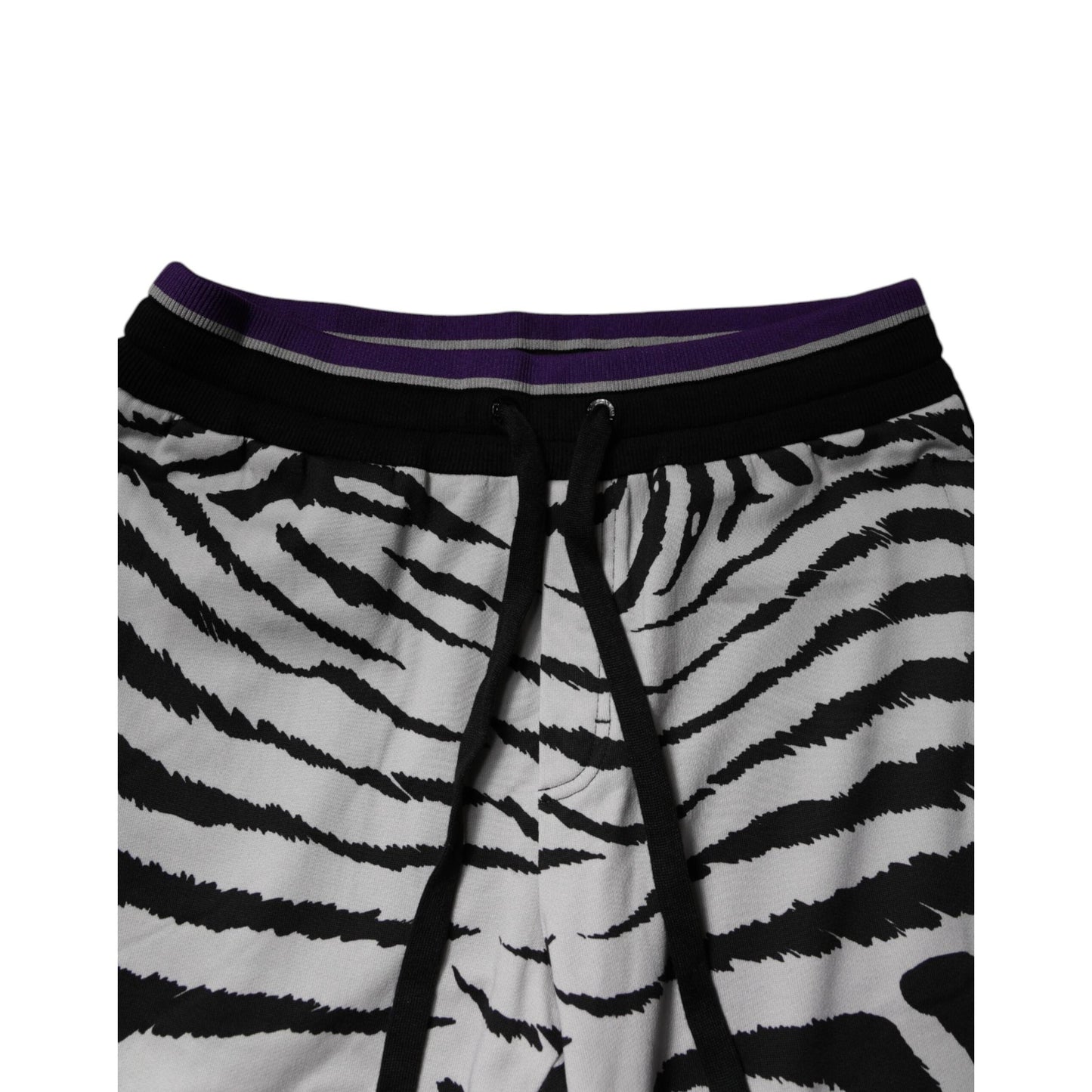 Dolce & Gabbana Black White Zebra Men Jogger Sweatpants Pants