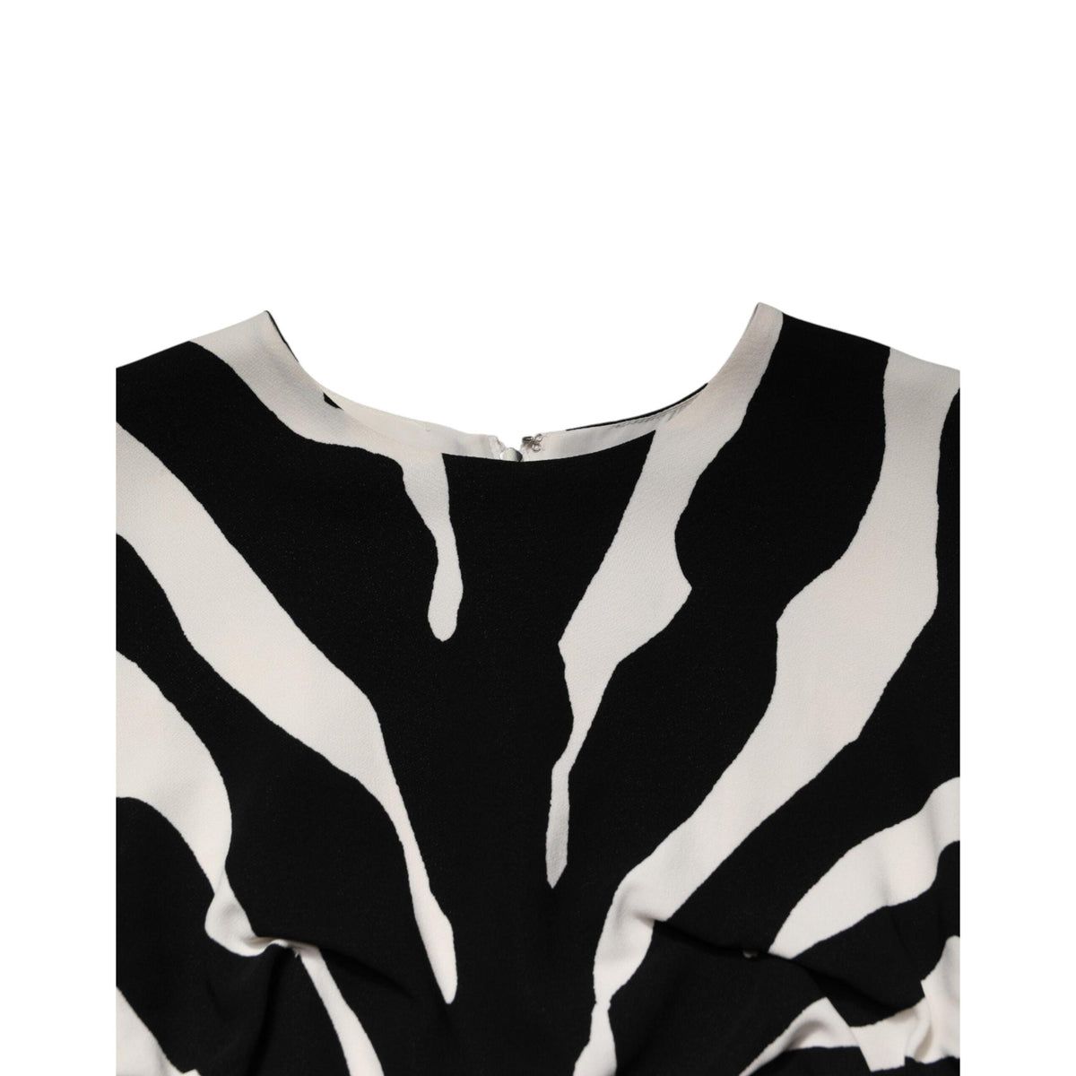 Dolce & Gabbana Black White Zebra Viscose Sheath Midi Dress