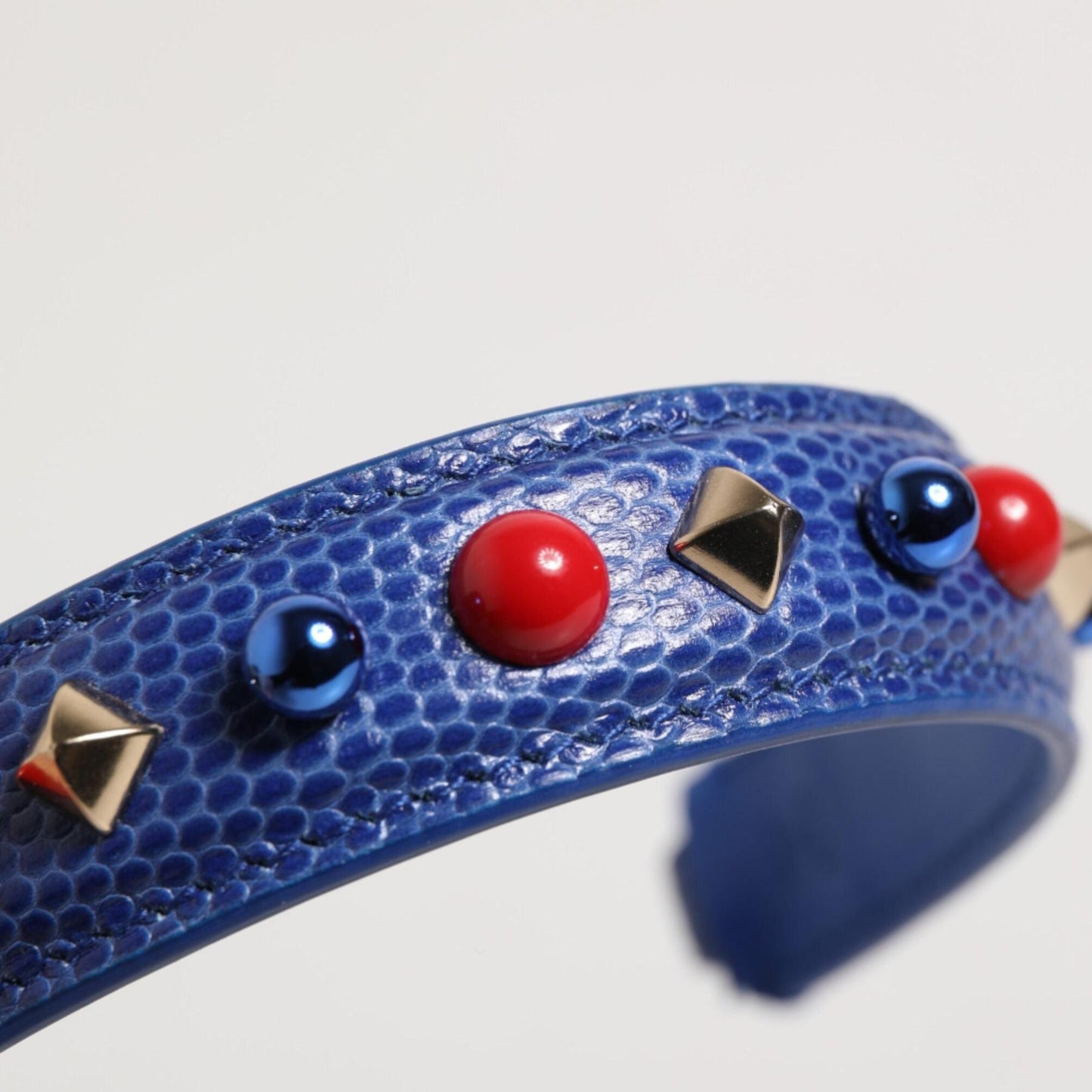 Dolce & Gabbana Blue Embellished Leather Bag Handle Women Shoulder Strap