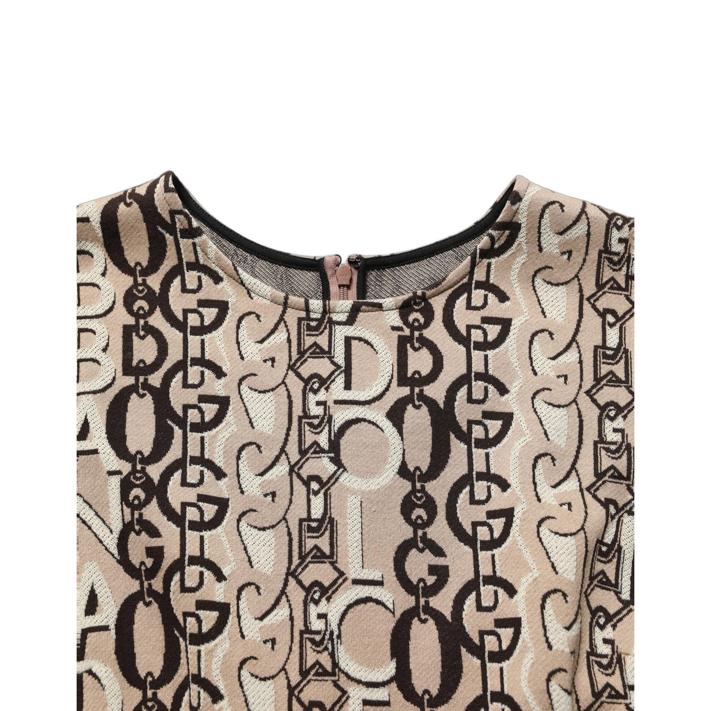 Dolce & Gabbana Brown DG Logo Chain Short-Sleeve Sheath Dress