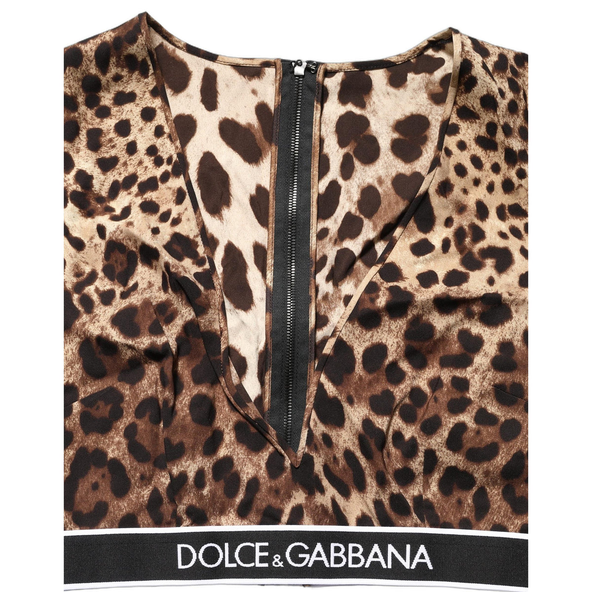 Dolce & Gabbana Brown Leopard Print Cropped Silk Tank Top