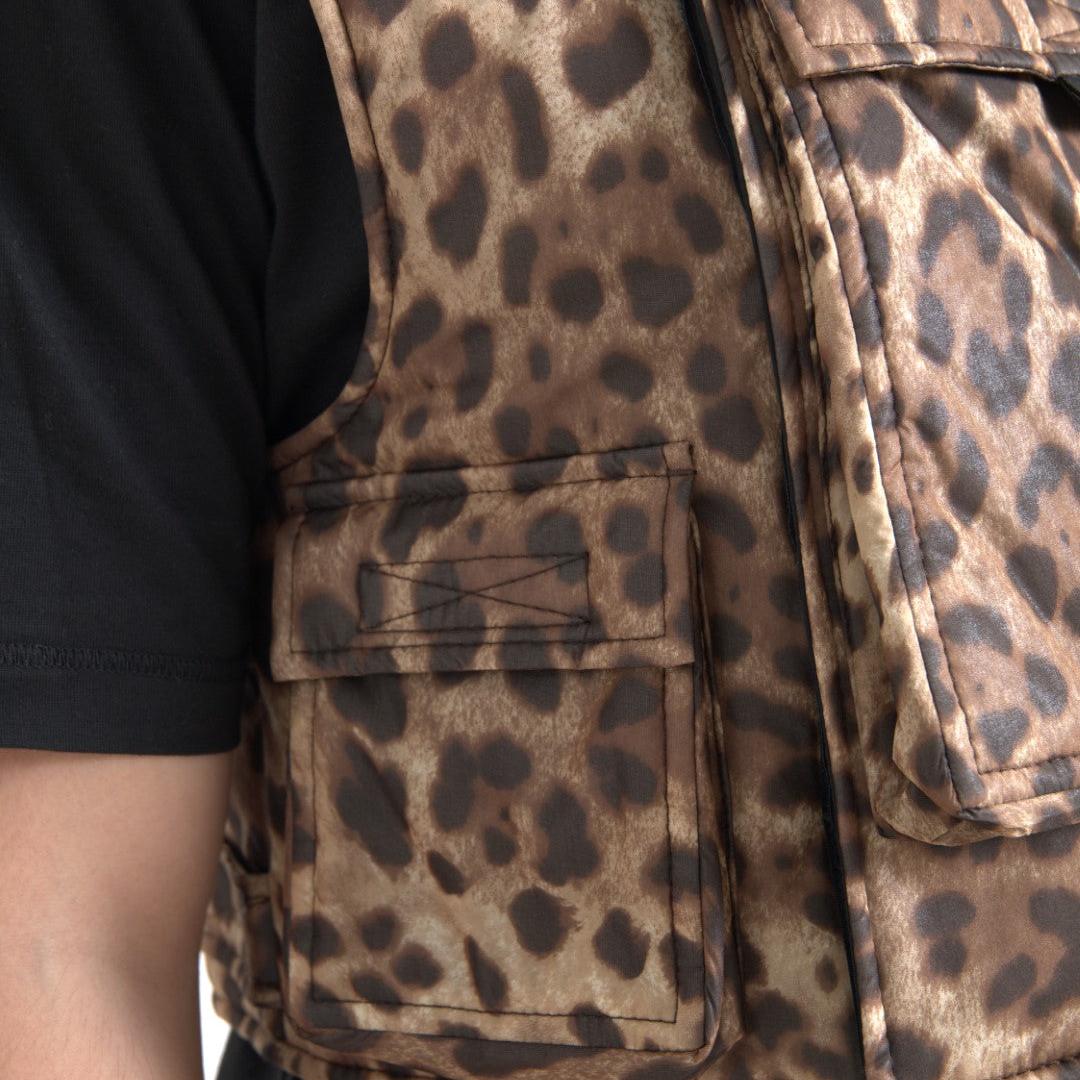 Dolce & Gabbana Brown Leopard Silk Sleeveless Sportswear