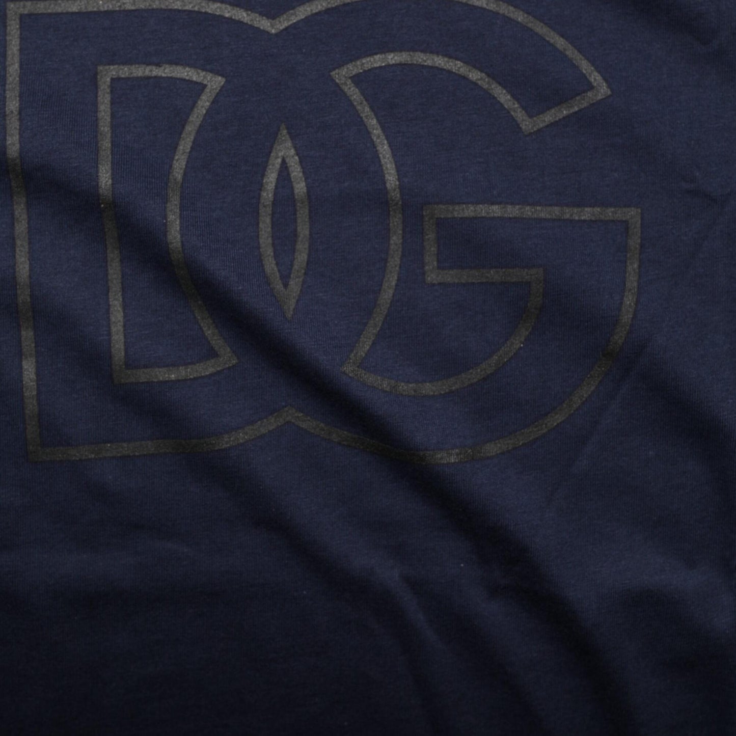 Dolce & Gabbana Dark Blue Cotton DG Logo Print Men’s Top T-shirt