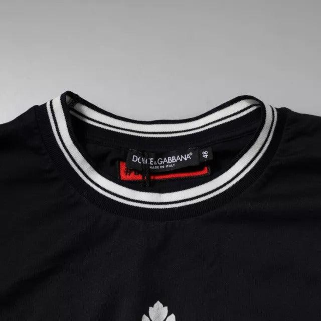 Dolce & Gabbana Dark Blue Logo Crown Cotton Crew Neck T-shirt