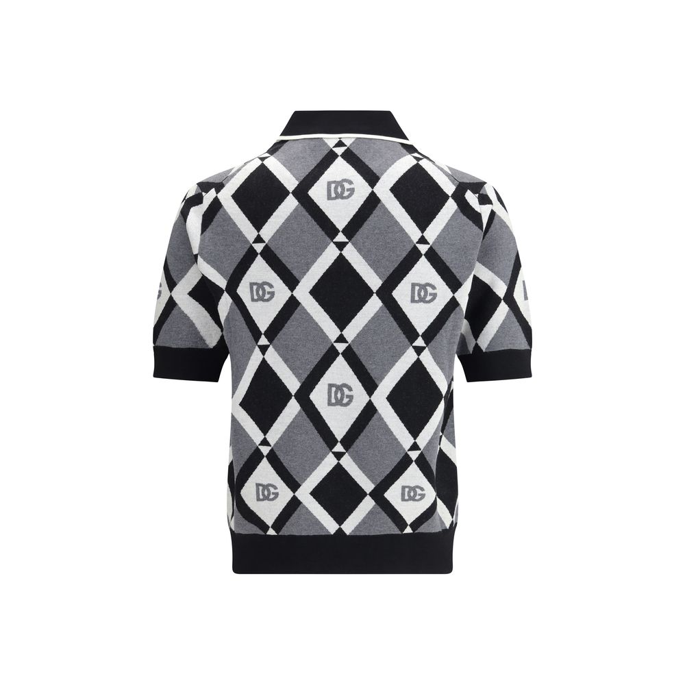 Dolce & Gabbana Diamond knit Polo Sweater