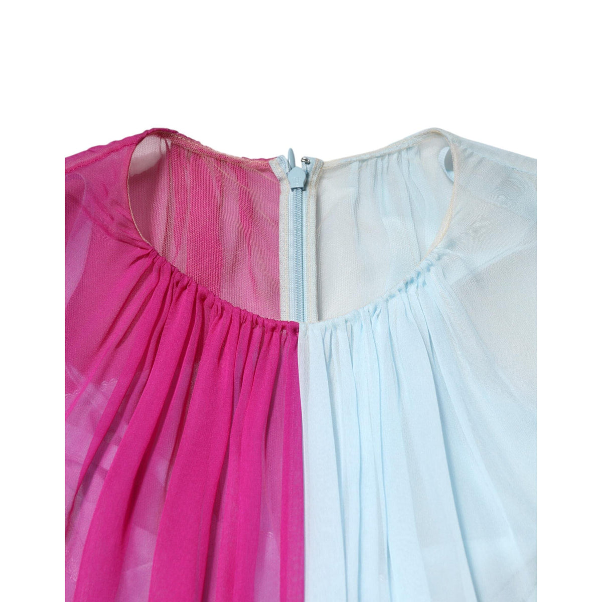 Dolce & Gabbana Fuchsia Light Blue Silk Two Tone Midi Dress