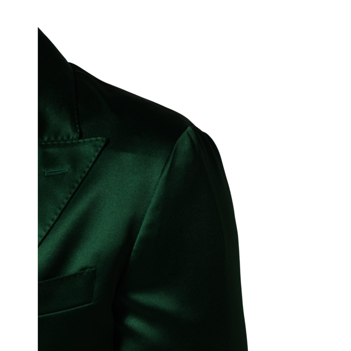 Dolce & Gabbana Green Satin Double Breasted Jacket Blazer