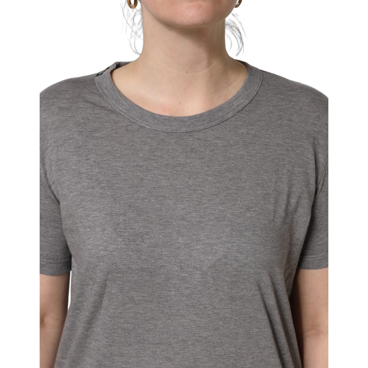 Dolce & Gabbana Grey Cotton Short Sleeves Crew Neck T-shirt