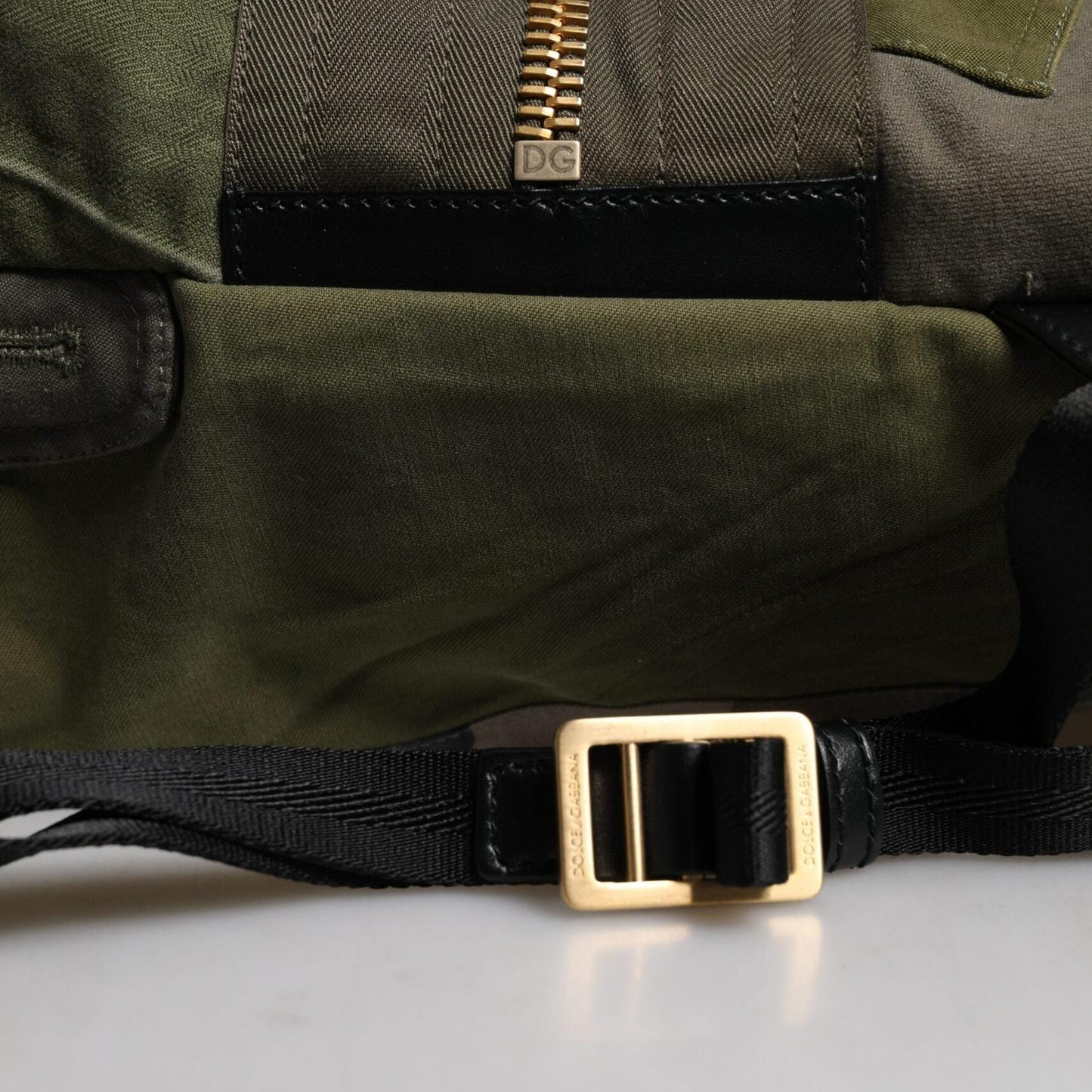 Dolce & Gabbana Military Green Patchwork Rucksack Backpack Bag