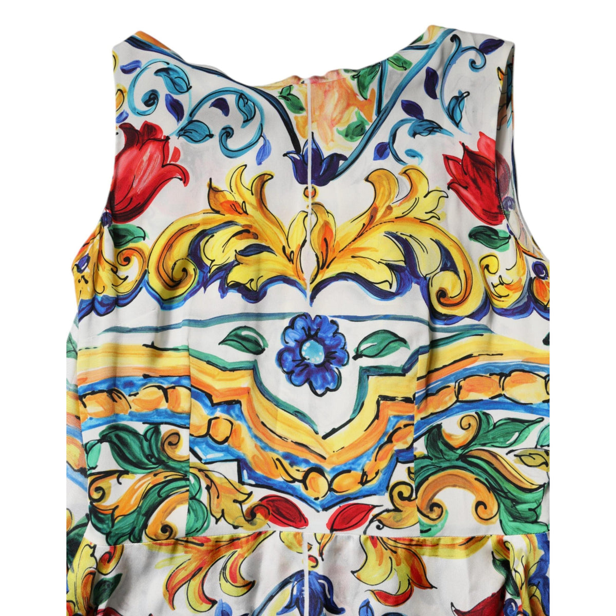 Dolce & Gabbana Multicolor Majolica Kaftan Short Sleeves Maxi Dress