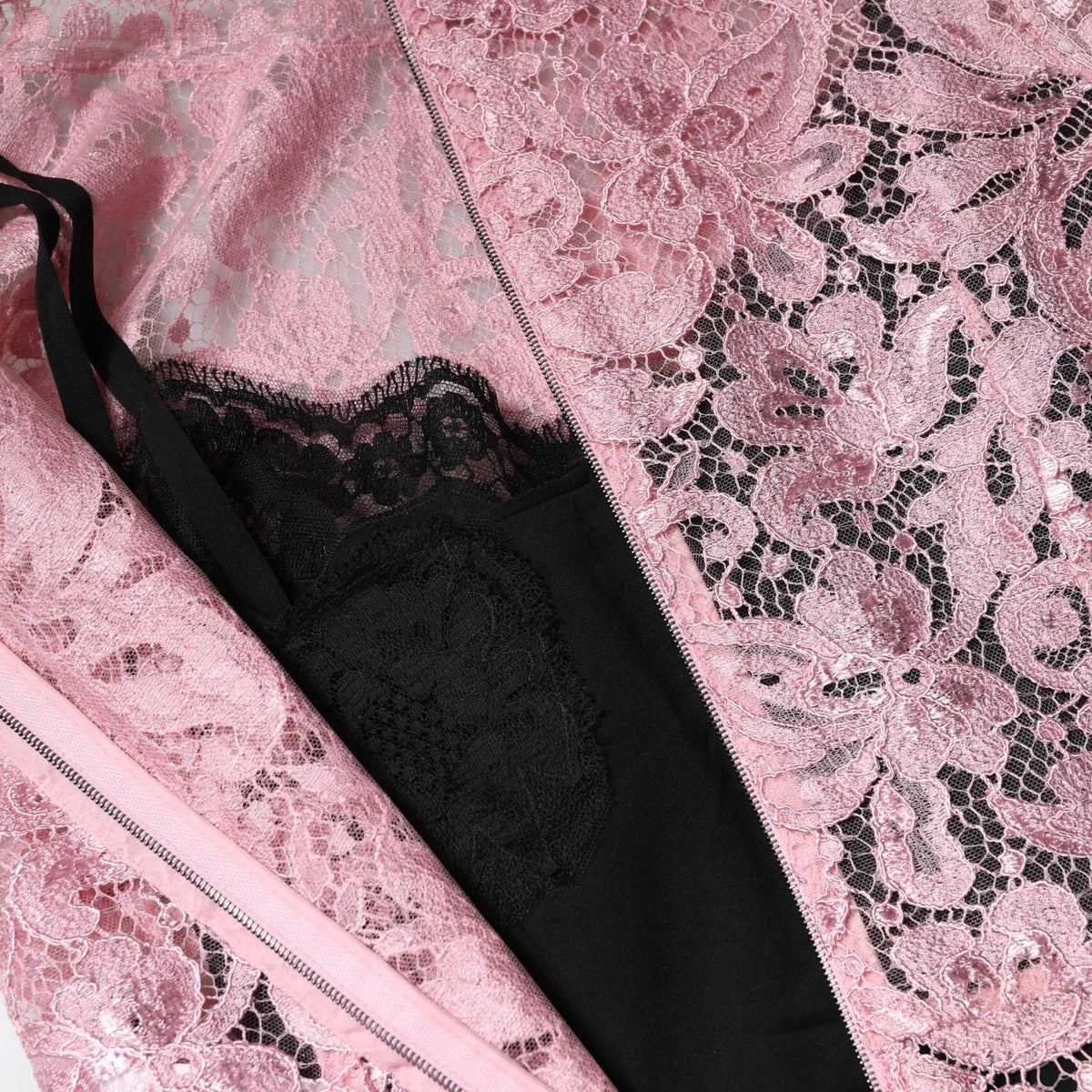 Dolce & Gabbana Pink Floral Lace Sleeveless Sheath Dress