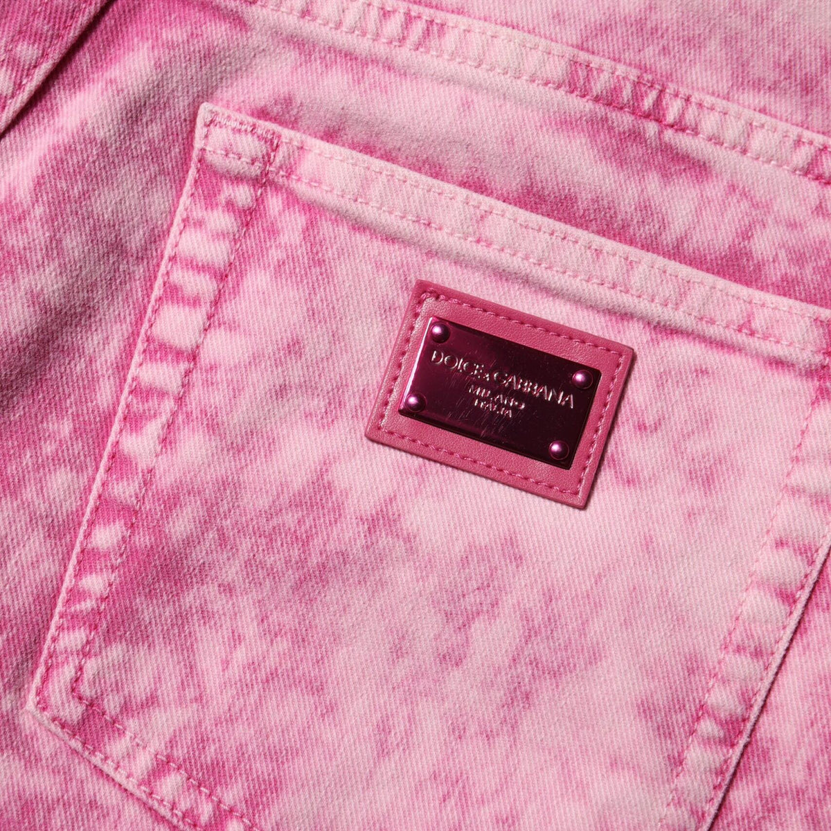 Dolce & Gabbana Pink Tie Dye High Waist Tapered Denim Jeans