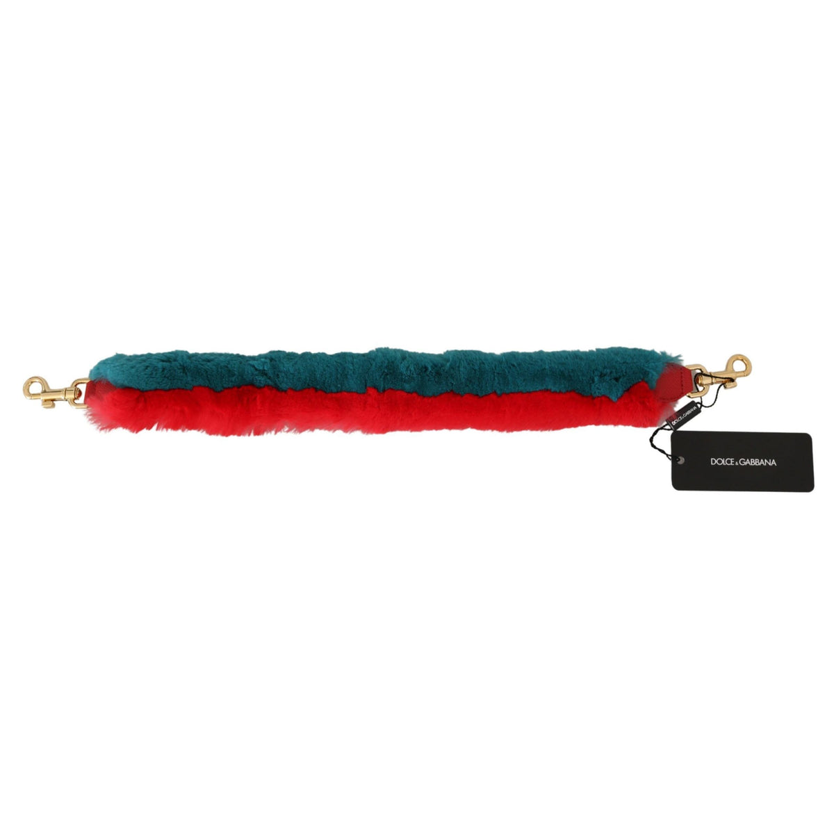 Dolce & Gabbana BEL60719 red and blue rabbit fur and leather bag strap