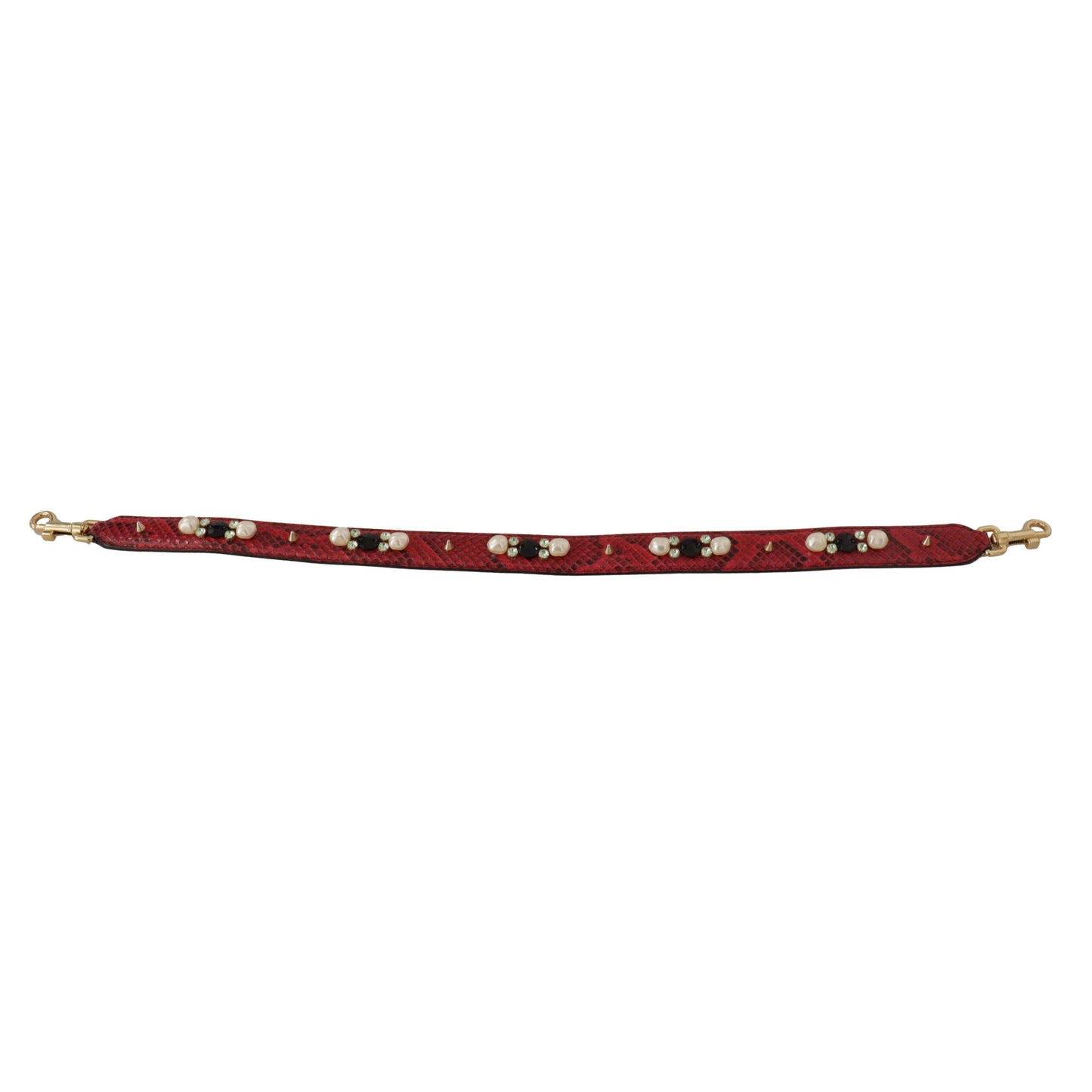 Dolce & Gabbana Red Exotic Leather Crystals Bag Shoulder Strap