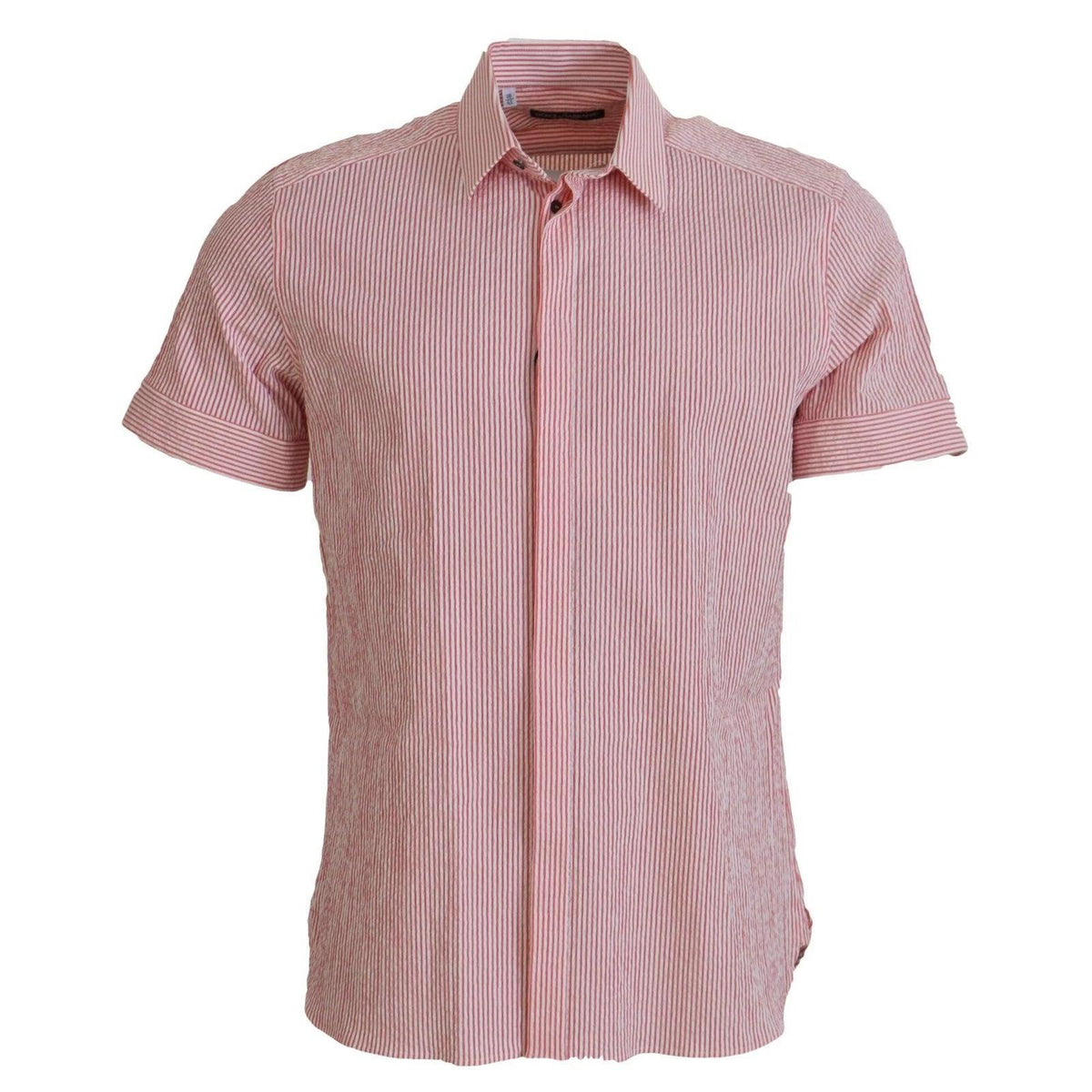 Dolce & Gabbana Red White Striped Cotton Short Sleeve Shirt