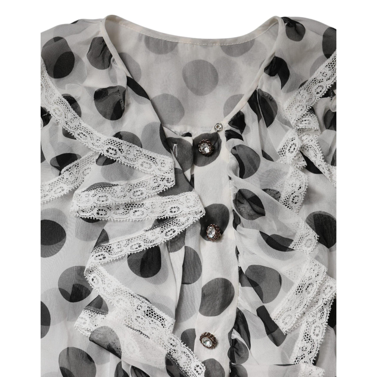 Dolce & Gabbana White Black Polka Dot Cotton Sleeveless Top