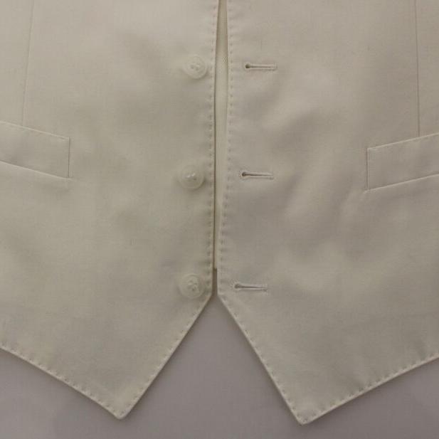 Dolce & Gabbana White Cotton Silk Blend Dress Vest Blazer