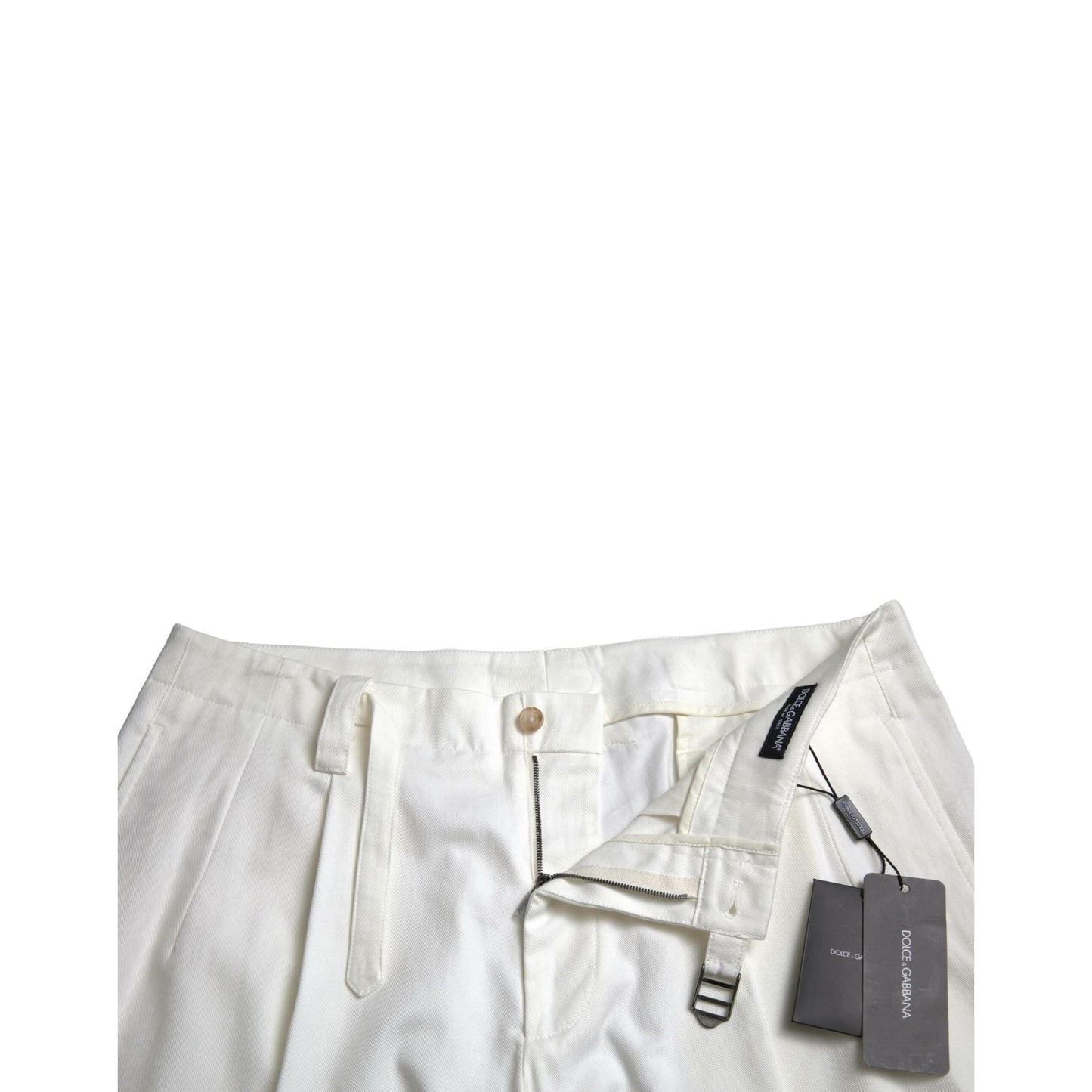 Dolce & Gabbana White Cotton Stretch Men Bermuda Denim Shorts