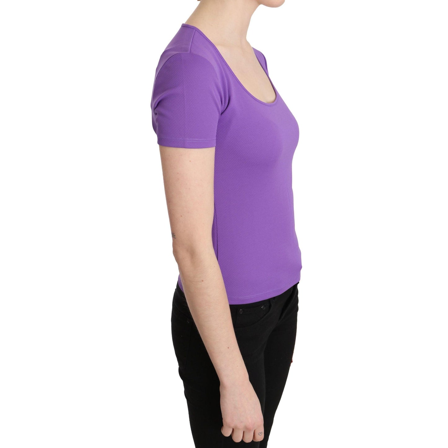 GF Ferre Purple 100% Polyester Short Sleeve Top Blouse