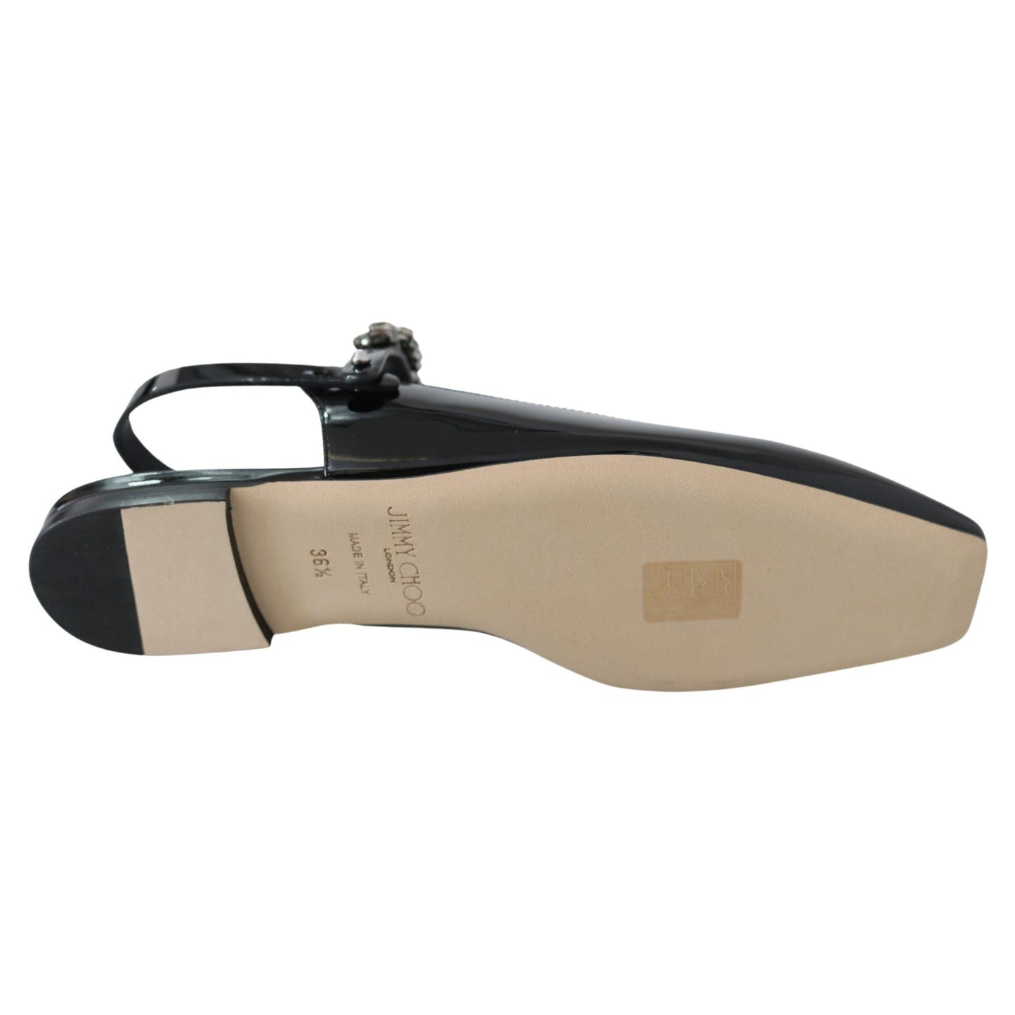 Jimmy Choo Elegant Black Patent Flats with Crystal Accent