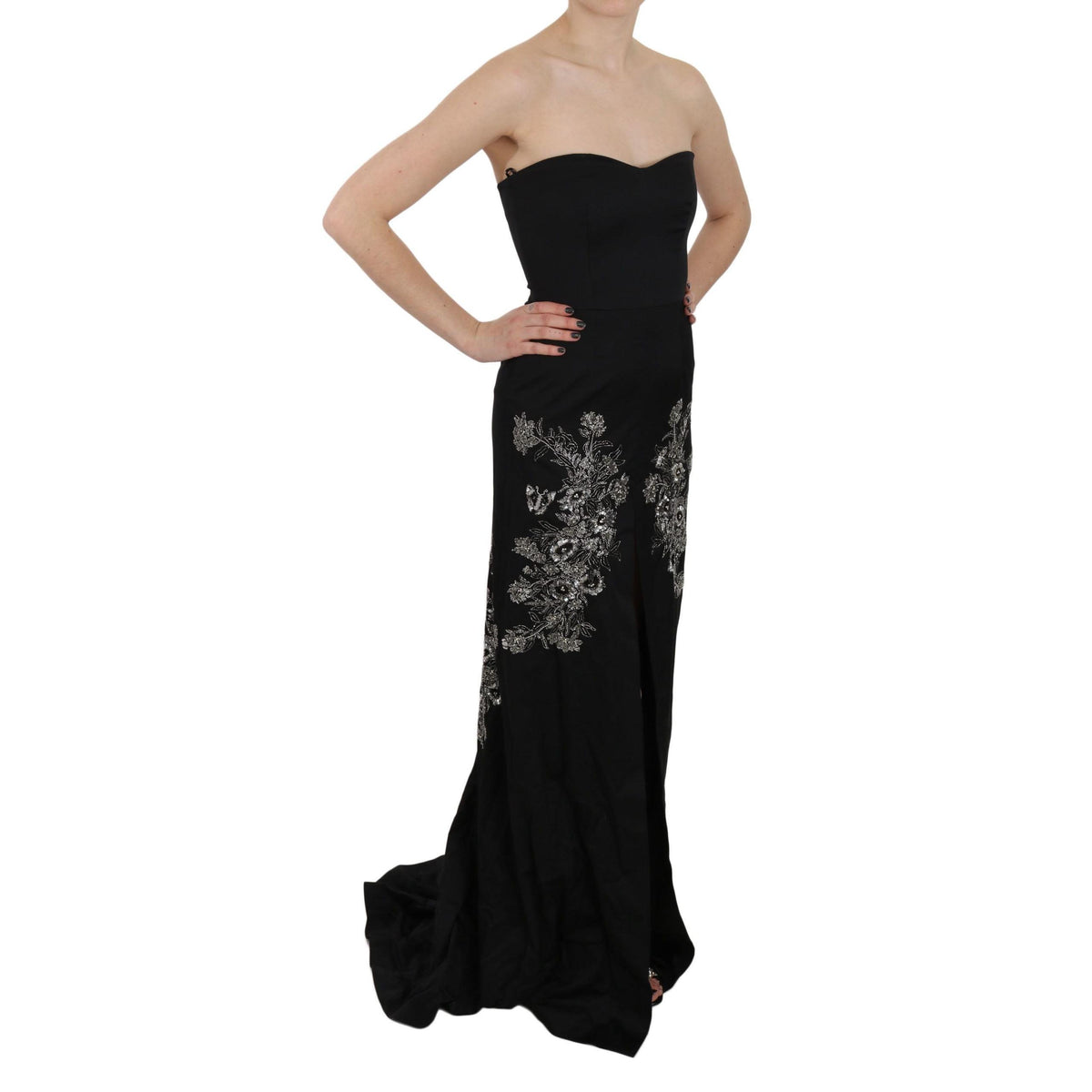 John Richmond Black Sequined Flare Ball Gown Dress