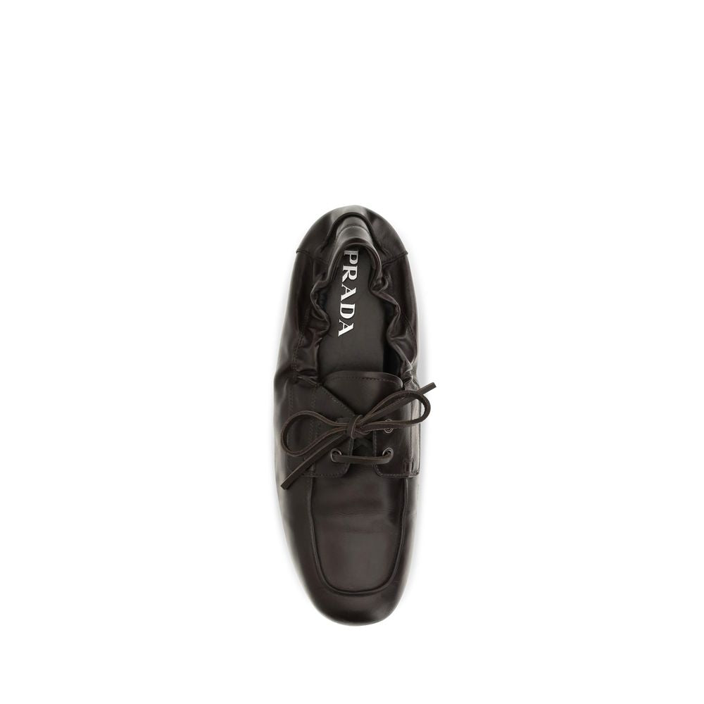 Prada Brown Calf Leather Bos Taurus Slip-On Loafers
