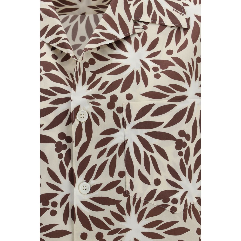 Prada Brown Cotton Pattern Shirt