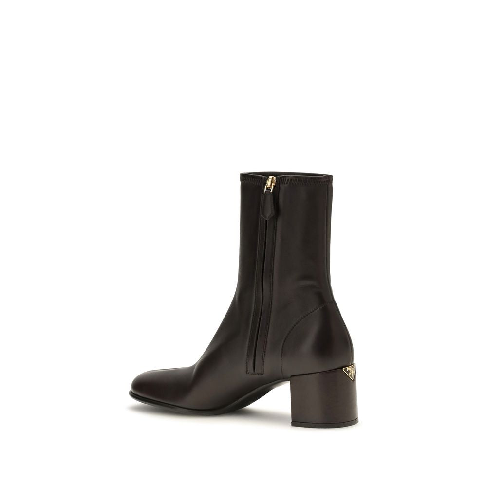 Prada Brown Lamb Ovis Aries Ankle Boots