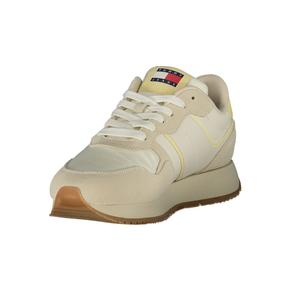 Tommy Hilfiger Beige Leather Women Sneakers