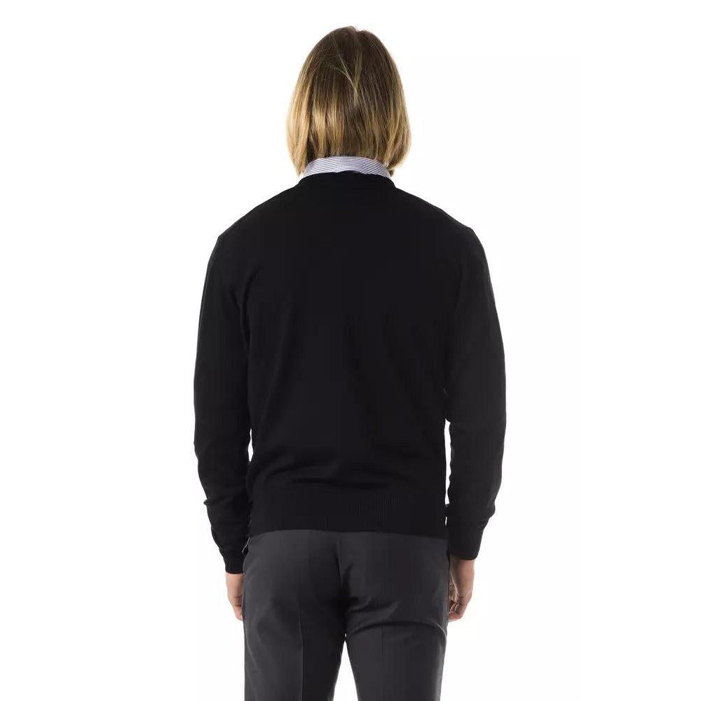 Uominitaliani Black Merino Wool Men Sweater