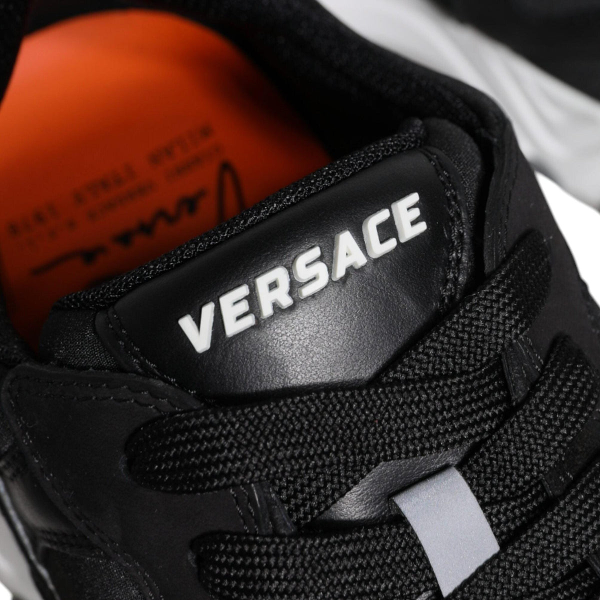 Versace Black Leather Neoprene Chunky Low Top Sneakers Squalo Shoes