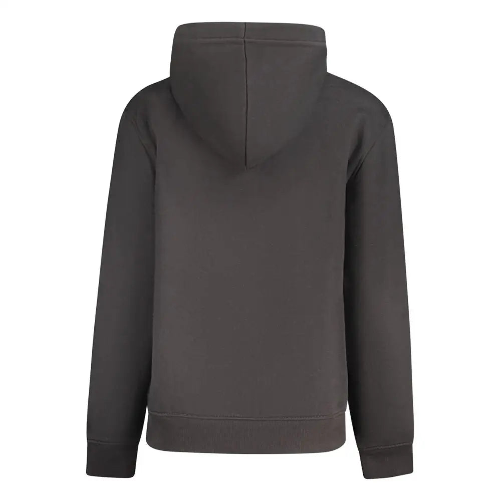 Calvin klein black bomuldssweater mørkegrå hættetrøje minimalistisk design ribb manchetter
