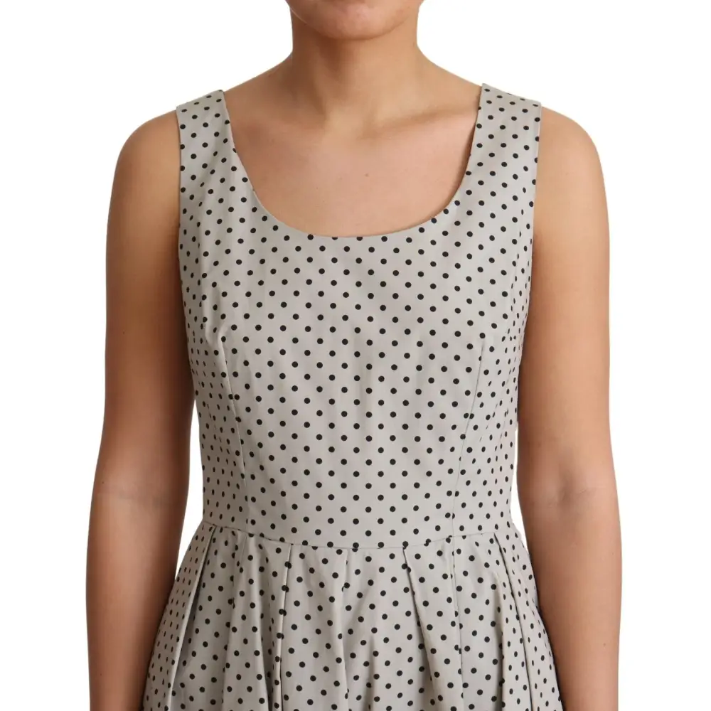 Beige polka dotted blødt bomuld Dolce & Gabbana A-line kjole