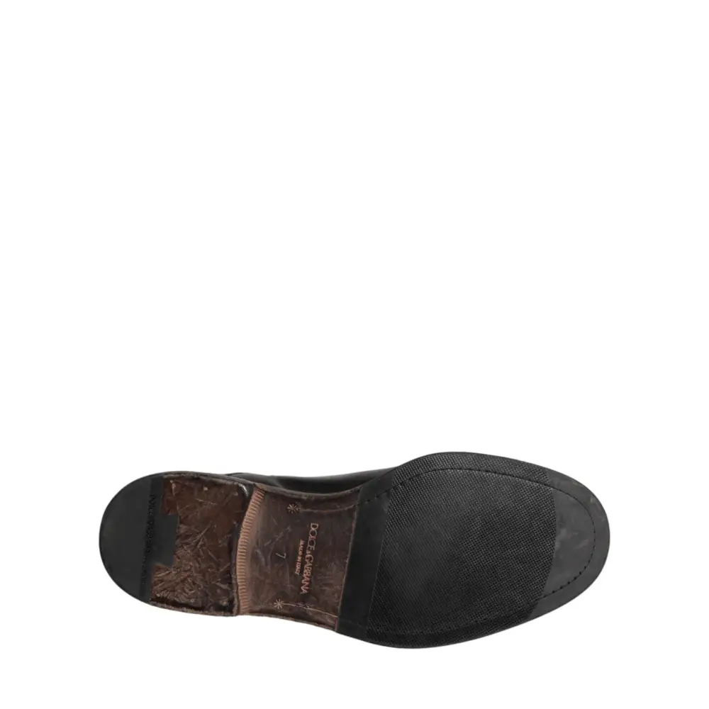 Dolce & Gabbana Black Calfskin Leather Oxford Dress Shoes