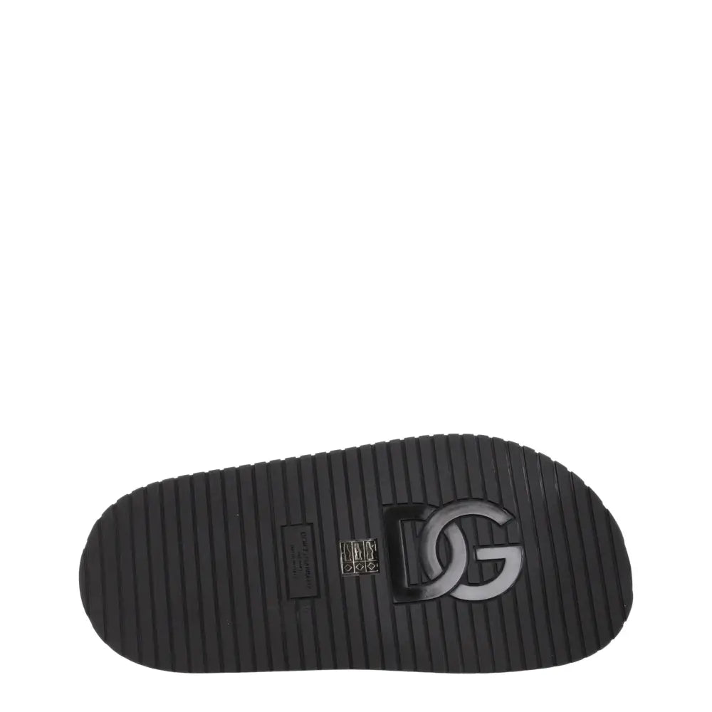 Dolce & Gabbana Black Leather Slippers Sandals - Sandaler
