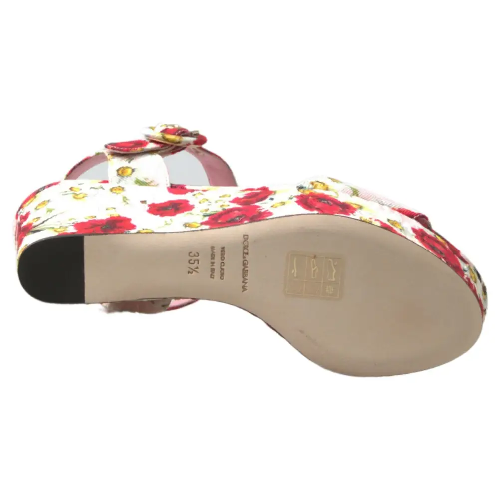 Dolce & Gabbana Floral Ankle Strap Wedge Sandals - Sandaler