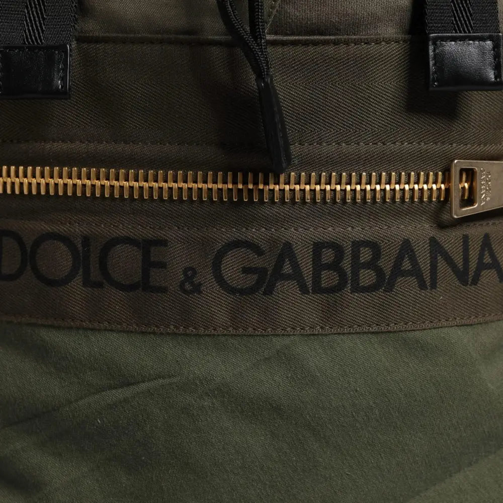Dolce & Gabbana Military Green Patchwork School Backpack Bag