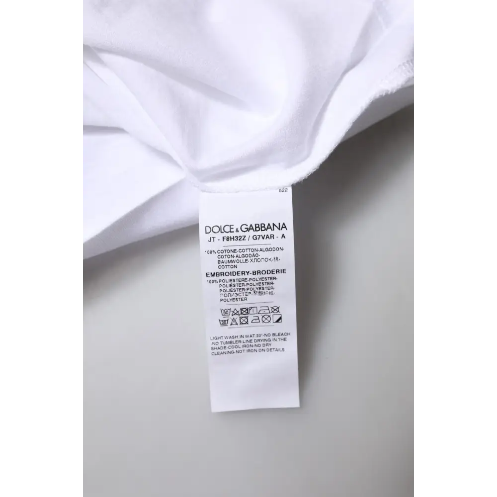 Dolce & Gabbana White Eleganza Cotton Crew Neck Tee T-shirt - T-shirts
