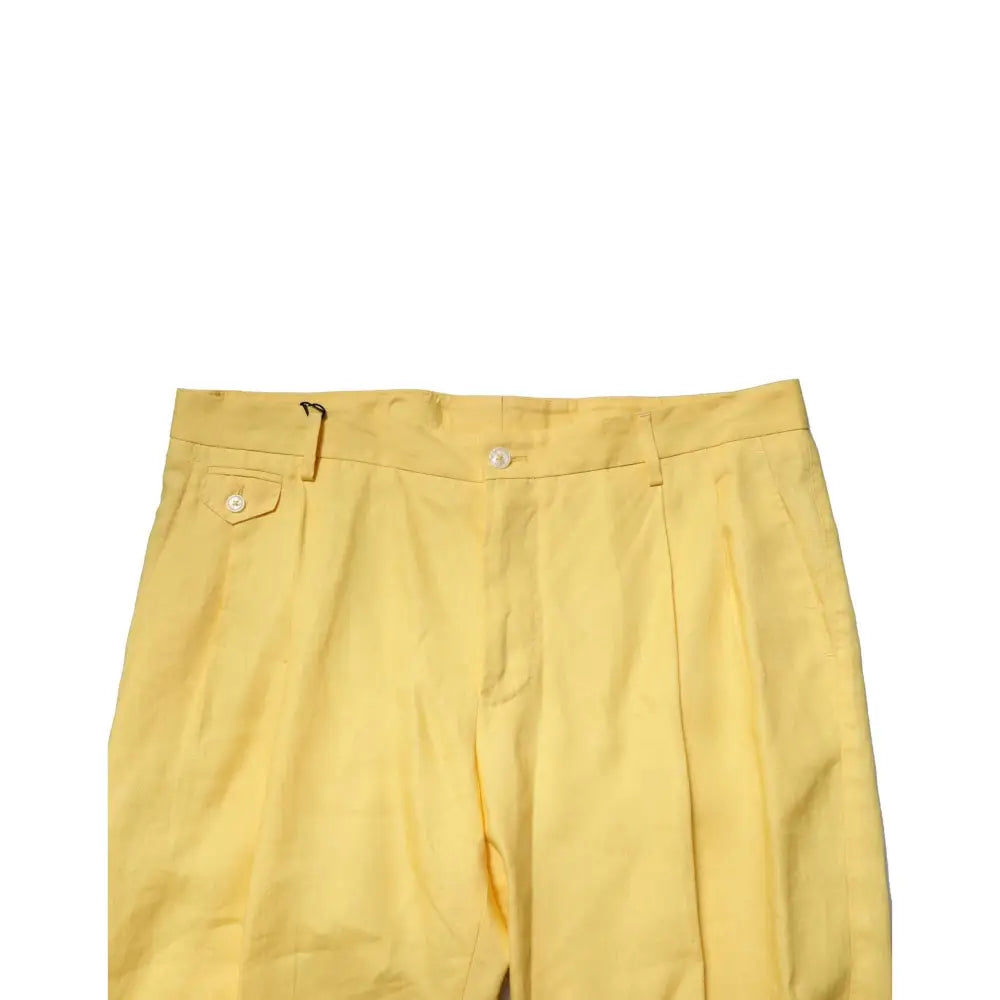 Dolce & Gabbana Yellow Flax Tapered Dress Men Pants