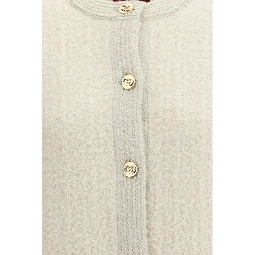 Gucci beige wool cardigan i cremfarvet garn med guldknapper