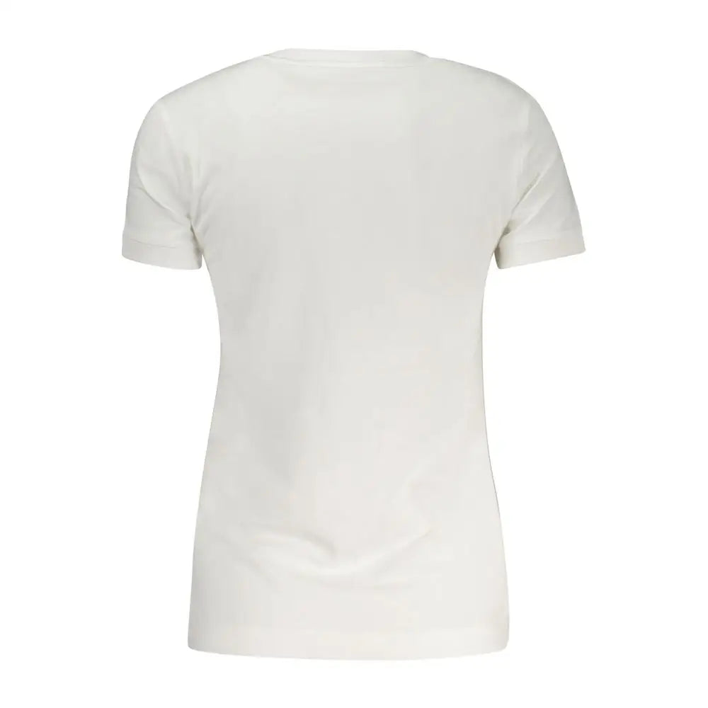 Guess jeans bianco cotton kvindet-shirt i hvid bomuld med rund hals