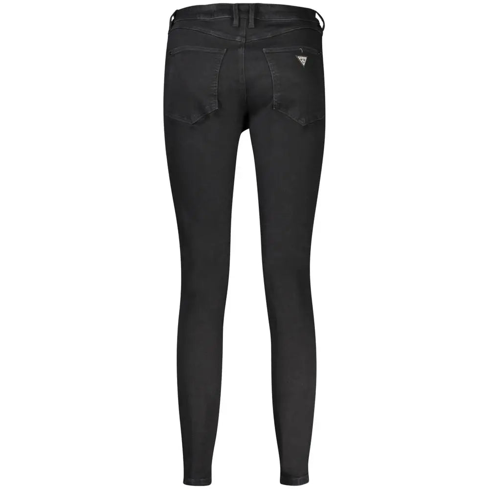 Guess jeans black bomuldsskinny jeans med slank pasform og syninger