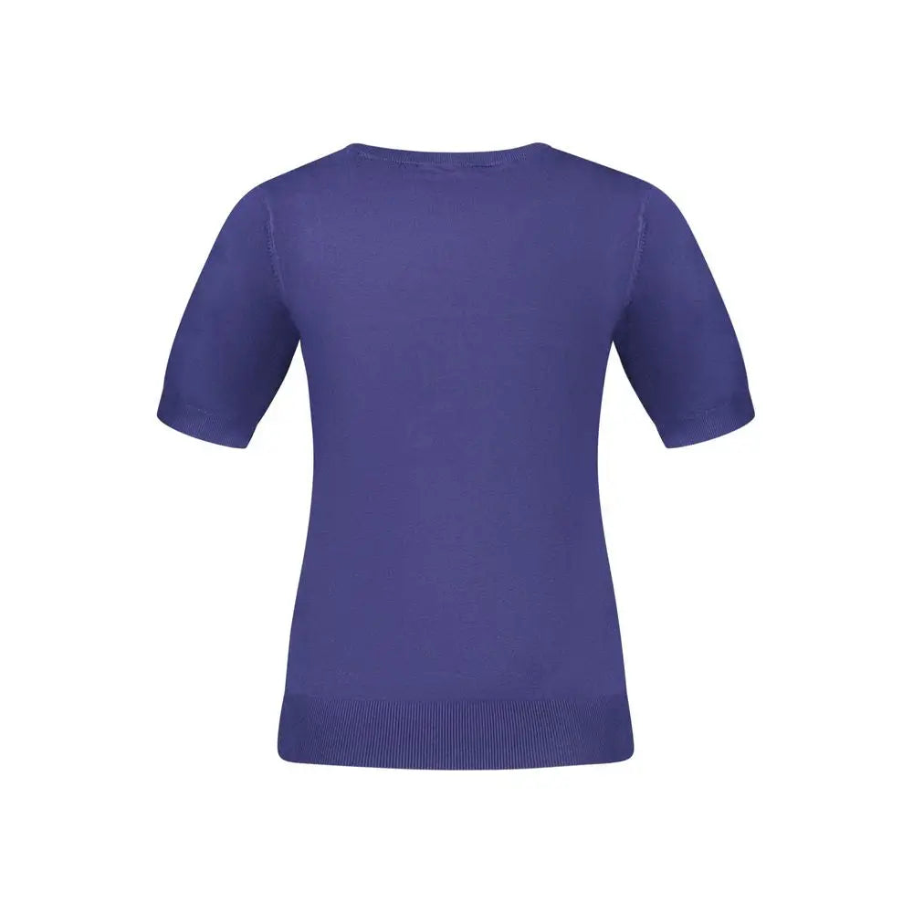 Lilla kortærmet strikketop med ribkant i Guess Jeans blue viscose women sweater