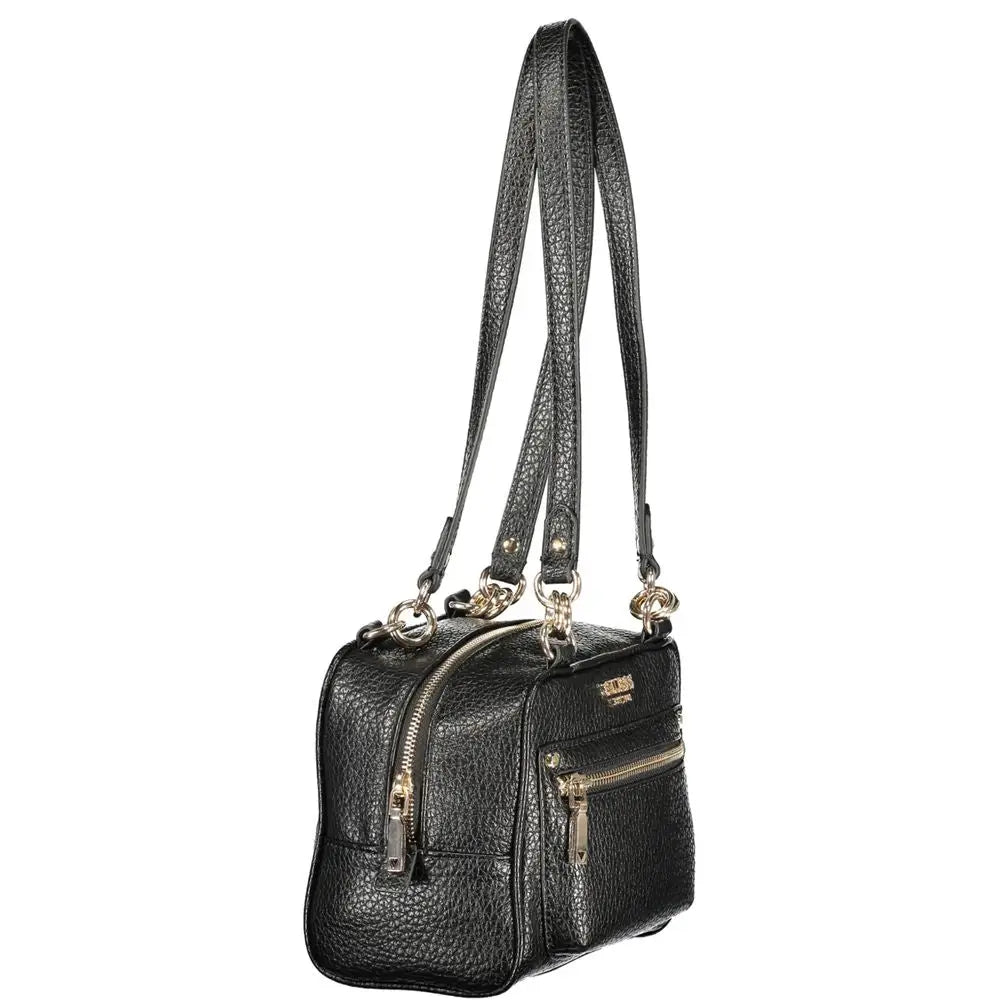 Sort Guess Jeans Nero sorte læder crossbody taske med guld hardware