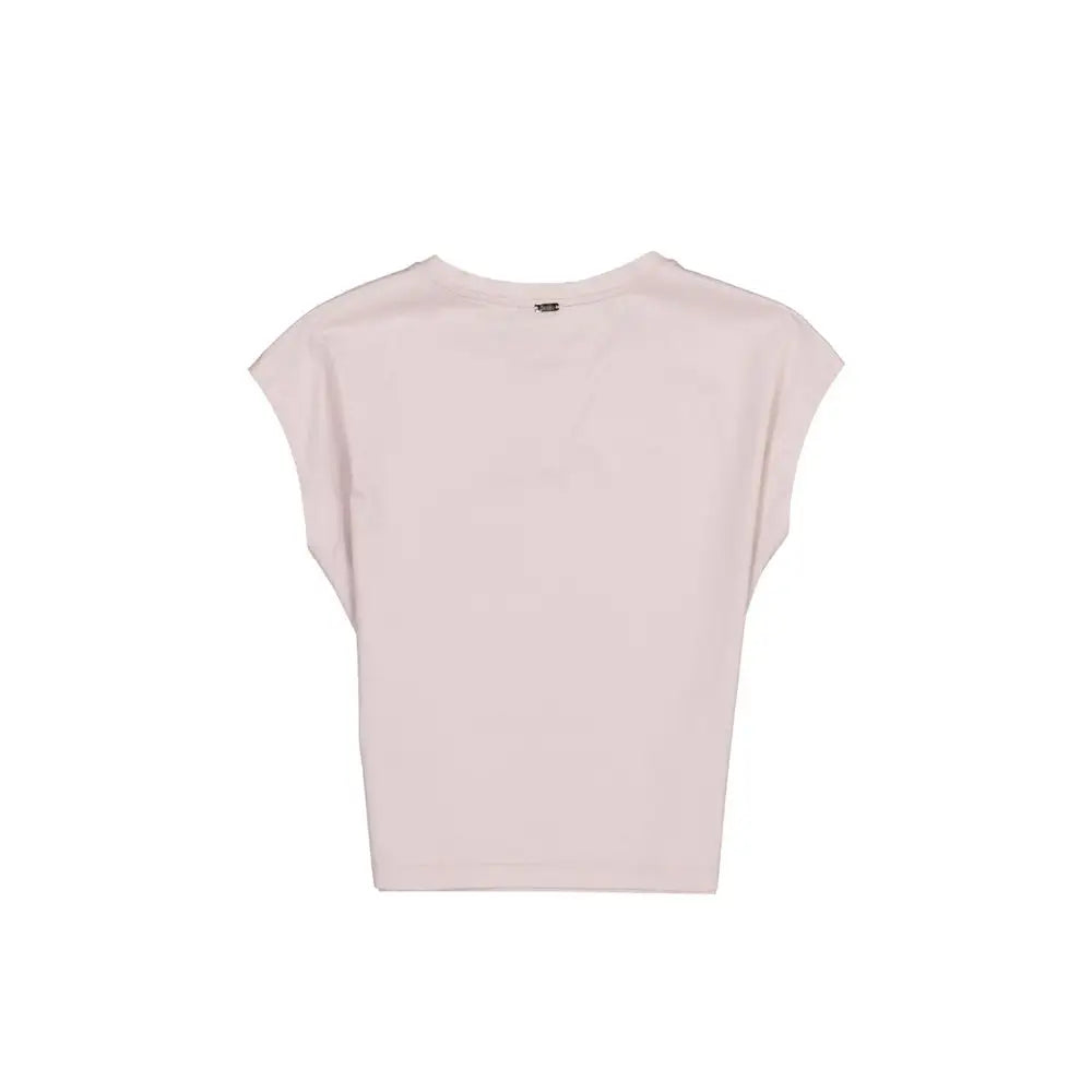 Herno multicolor cotton t-shirt i blød blush pink, kortærmet crop top