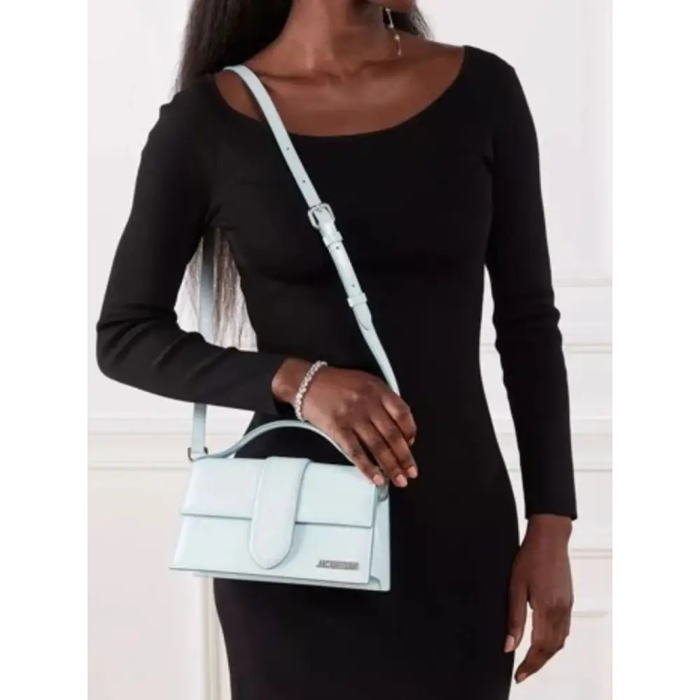 Jacquemus Grand Bambino lys blå læder crossbody taske, 100% original