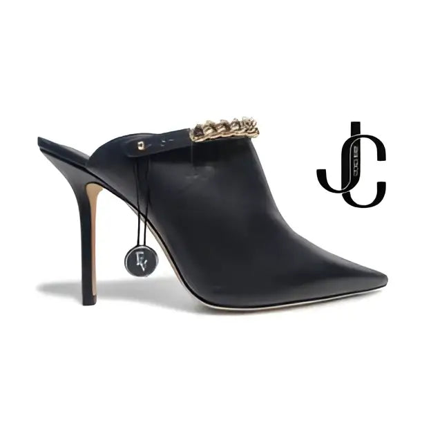 Jimmy Choo Lexx 100 Black Gold Pump Heels