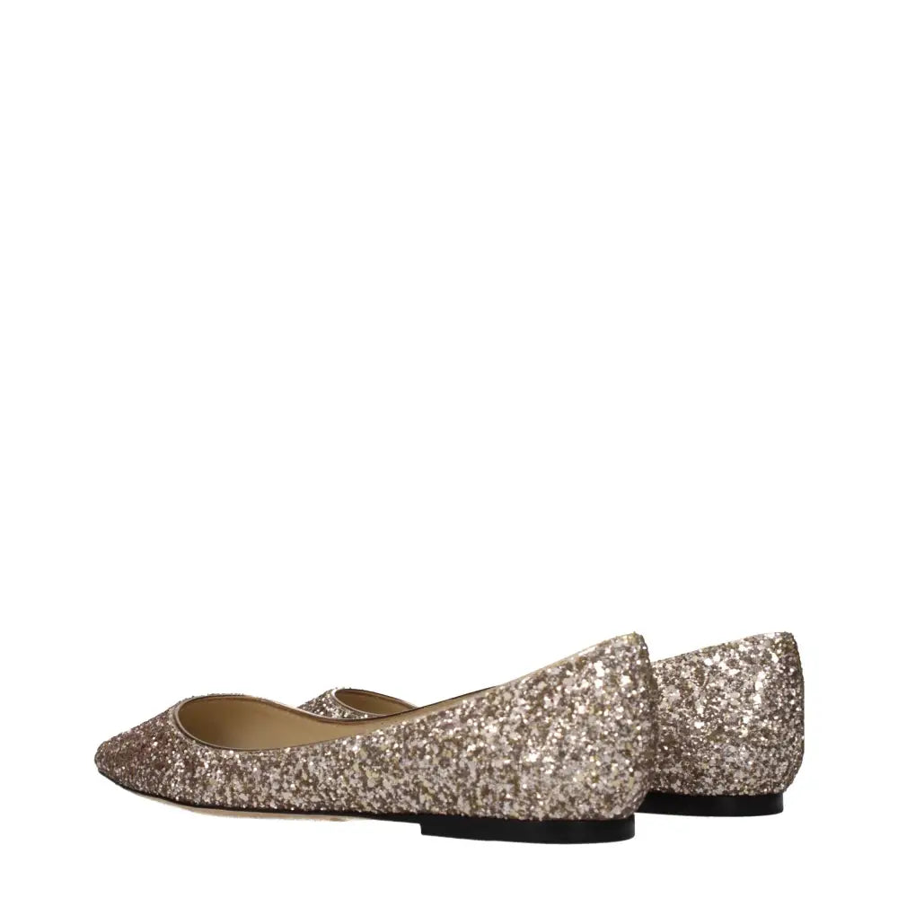Jimmy Choo pink ballet flats med gyldent glitter, spids tå og sort gummisål