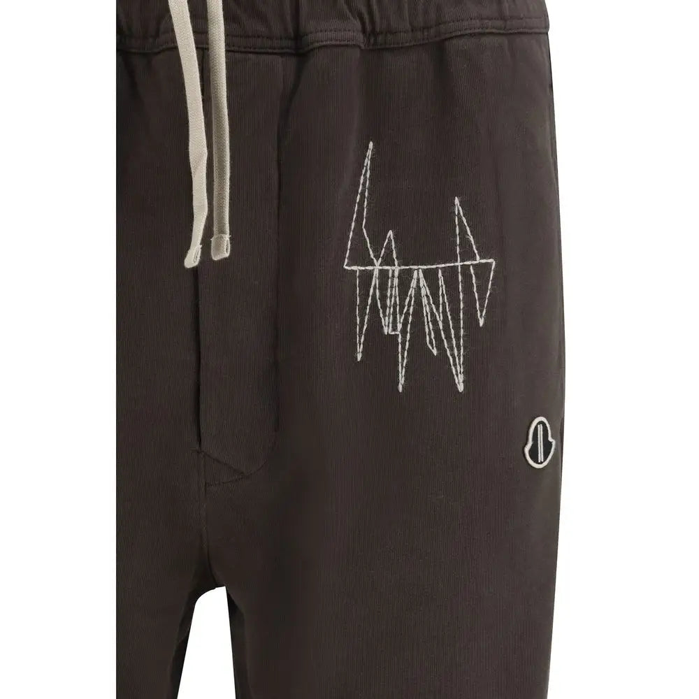 Mørkegrå corduroy joggers med Moncler x Rick Owens logo på lår